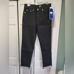 Diane Gilman Black Jeans with Striped Cuffs Size 10T NWT